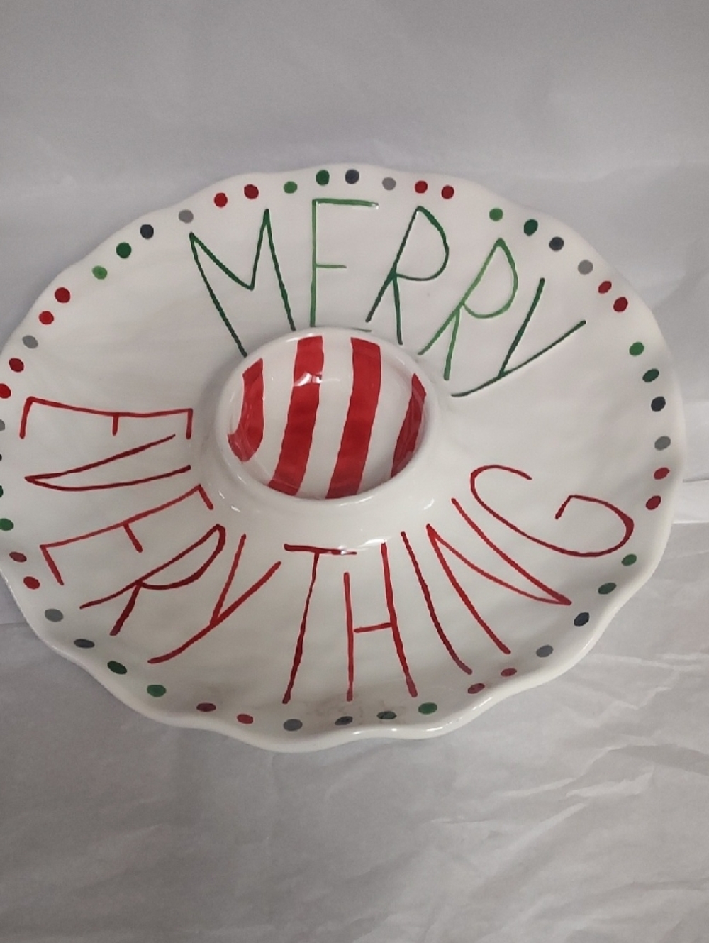 Mud Pie Chip and Dip Plater Happy Everything In Perfect Condition....B111